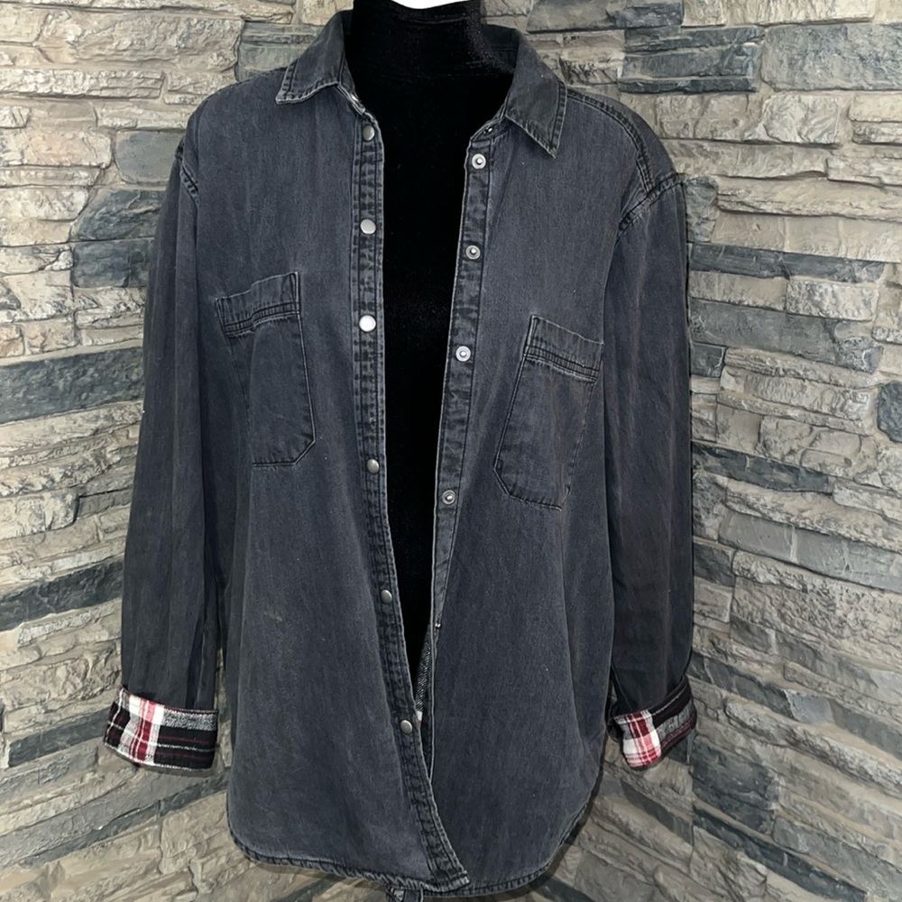 AEO Flannel Lined Denim Button Up